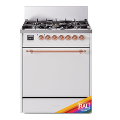 ILVE Nostalgie II 30 inch Dual Fuel Range with 5 Burners Solid Door - UP30QNMP - The Home Selection