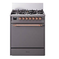 ILVE Nostalgie II 30 inch Dual Fuel Range with 5 Burners Solid Door - UP30QNMP - The Home Selection