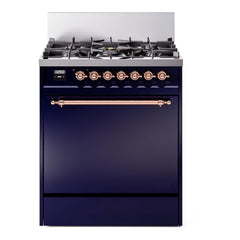 ILVE Nostalgie II 30 inch Dual Fuel Range with 5 Burners Solid Door - UP30QNMP - The Home Selection