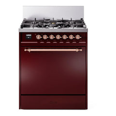 ILVE Nostalgie II 30 inch Dual Fuel Range with 5 Burners Solid Door - UP30QNMP - The Home Selection
