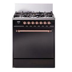 ILVE Nostalgie II 30 inch Dual Fuel Range with 5 Burners Solid Door - UP30QNMP - The Home Selection