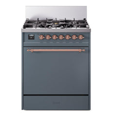 ILVE Nostalgie II 30 inch Dual Fuel Range with 5 Burners Solid Door - UP30QNMP - The Home Selection