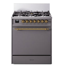 ILVE Nostalgie II 30 inch Dual Fuel Range with 5 Burners Solid Door - UP30QNMP - The Home Selection