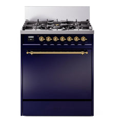 ILVE Nostalgie II 30 inch Dual Fuel Range with 5 Burners Solid Door - UP30QNMP - The Home Selection