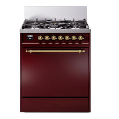 ILVE Nostalgie II 30 inch Dual Fuel Range with 5 Burners Solid Door - UP30QNMP - The Home Selection