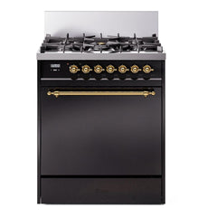 ILVE Nostalgie II 30 inch Dual Fuel Range with 5 Burners Solid Door - UP30QNMP - The Home Selection