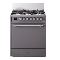 ILVE Nostalgie II 30 inch Dual Fuel Range with 5 Burners Solid Door - UP30QNMP - The Home Selection