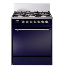 ILVE Nostalgie II 30 inch Dual Fuel Range with 5 Burners Solid Door - UP30QNMP - The Home Selection