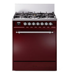 ILVE Nostalgie II 30 inch Dual Fuel Range with 5 Burners Solid Door - UP30QNMP - The Home Selection