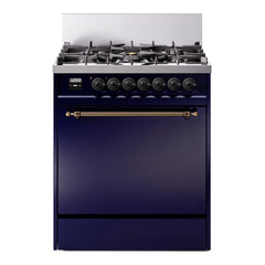 ILVE Nostalgie II 30 inch Dual Fuel Range with 5 Burners Solid Door - UP30QNMP - The Home Selection