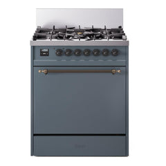 ILVE Nostalgie II 30 inch Dual Fuel Range with 5 Burners Solid Door - UP30QNMP - The Home Selection