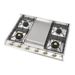 ILVE Nostalgie II 36" Built-In Gas Cooktop with Griddle Stainless Steel - UHCP965FNSSG - The Home Selection