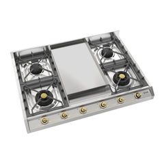 ILVE Nostalgie II 36" Built-In Gas Cooktop with Griddle Stainless Steel - UHCP965FNSSG - The Home Selection