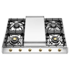 ILVE Nostalgie II 36" Built-In Gas Cooktop with Griddle Stainless Steel - UHCP965FNSSG - The Home Selection