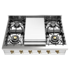 ILVE Nostalgie II 36" Built-In Gas Rangetop with 4 Burners & Griddle – Stainless Steel - UHCP36FNSSG - The Home Selection