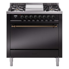 ILVE Nostalgie II 36" Dual Fuel Range with 6 Burners and Griddle Solid Door - UP36FQNMP - The Home Selection