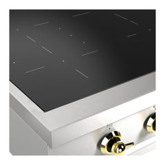 ILVE Nostalgie II 36 Inch Built-In Induction Rangetop with 6 Elements (Stainless Steel, Brass) - UHCPI366NSSG - The Home Selection