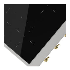 ILVE Nostalgie II 36 Inch Built-In Induction Rangetop with 6 Elements (Stainless Steel, Brass) - UHCPI366NSSG - The Home Selection