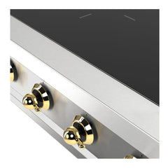 ILVE Nostalgie II 36 Inch Built-In Induction Rangetop with 6 Elements (Stainless Steel, Brass) - UHCPI366NSSG - The Home Selection