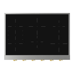 ILVE Nostalgie II 36 Inch Built-In Induction Rangetop with 6 Elements (Stainless Steel, Brass) - UHCPI366NSSG - The Home Selection