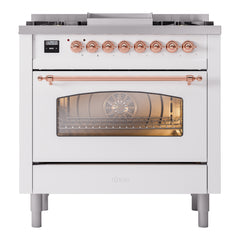 ILVE Nostalgie II 36 inch Dual Fuel Range with 6 Burners and Griddle Triple Glass Door - UP36FNMP - The Home Selection