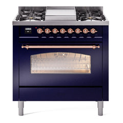 ILVE Nostalgie II 36 inch Dual Fuel Range with 6 Burners and Griddle Triple Glass Door - UP36FNMP - The Home Selection