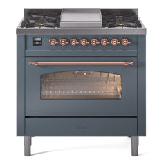 ILVE Nostalgie II 36 inch Dual Fuel Range with 6 Burners and Griddle Triple Glass Door - UP36FNMP - The Home Selection