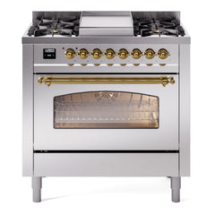 ILVE Nostalgie II 36 inch Dual Fuel Range with 6 Burners and Griddle Triple Glass Door - UP36FNMP - The Home Selection