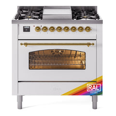 ILVE Nostalgie II 36 inch Dual Fuel Range with 6 Burners and Griddle Triple Glass Door - UP36FNMP - The Home Selection