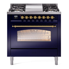 ILVE Nostalgie II 36 inch Dual Fuel Range with 6 Burners and Griddle Triple Glass Door - UP36FNMP - The Home Selection