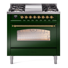 ILVE Nostalgie II 36 inch Dual Fuel Range with 6 Burners and Griddle Triple Glass Door - UP36FNMP - The Home Selection
