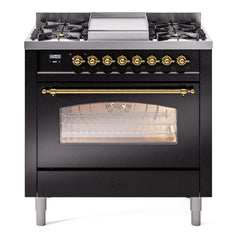 ILVE Nostalgie II 36 inch Dual Fuel Range with 6 Burners and Griddle Triple Glass Door - UP36FNMP - The Home Selection