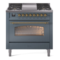 ILVE Nostalgie II 36 inch Dual Fuel Range with 6 Burners and Griddle Triple Glass Door - UP36FNMP - The Home Selection