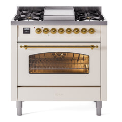 ILVE Nostalgie II 36 inch Dual Fuel Range with 6 Burners and Griddle Triple Glass Door - UP36FNMP - The Home Selection