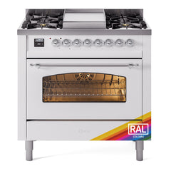 ILVE Nostalgie II 36 inch Dual Fuel Range with 6 Burners and Griddle Triple Glass Door - UP36FNMP - The Home Selection