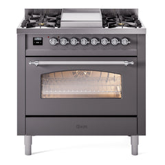 ILVE Nostalgie II 36 inch Dual Fuel Range with 6 Burners and Griddle Triple Glass Door - UP36FNMP - The Home Selection