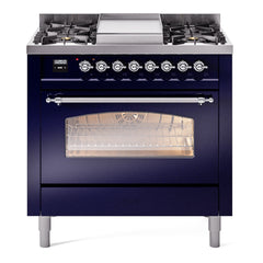 ILVE Nostalgie II 36 inch Dual Fuel Range with 6 Burners and Griddle Triple Glass Door - UP36FNMP - The Home Selection