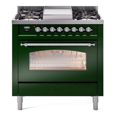 ILVE Nostalgie II 36 inch Dual Fuel Range with 6 Burners and Griddle Triple Glass Door - UP36FNMP - The Home Selection