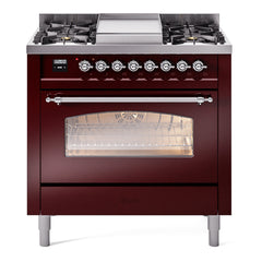 ILVE Nostalgie II 36 inch Dual Fuel Range with 6 Burners and Griddle Triple Glass Door - UP36FNMP - The Home Selection