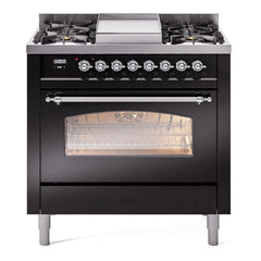 ILVE Nostalgie II 36 inch Dual Fuel Range with 6 Burners and Griddle Triple Glass Door - UP36FNMP - The Home Selection