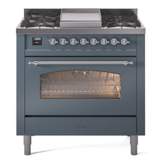 ILVE Nostalgie II 36 inch Dual Fuel Range with 6 Burners and Griddle Triple Glass Door - UP36FNMP - The Home Selection
