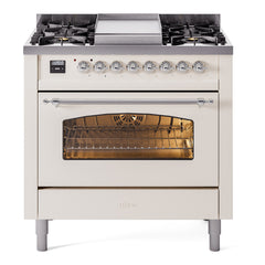 ILVE Nostalgie II 36 inch Dual Fuel Range with 6 Burners and Griddle Triple Glass Door - UP36FNMP - The Home Selection