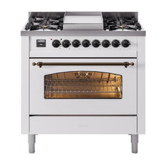 ILVE Nostalgie II 36 inch Dual Fuel Range with 6 Burners and Griddle Triple Glass Door - UP36FNMP - The Home Selection