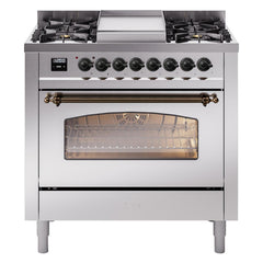 ILVE Nostalgie II 36 inch Dual Fuel Range with 6 Burners and Griddle Triple Glass Door - UP36FNMP - The Home Selection