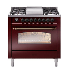ILVE Nostalgie II 36 inch Dual Fuel Range with 6 Burners and Griddle Triple Glass Door - UP36FNMP - The Home Selection