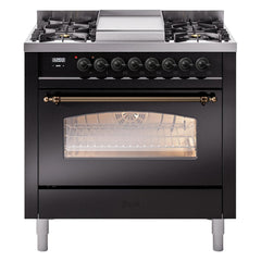 ILVE Nostalgie II 36 inch Dual Fuel Range with 6 Burners and Griddle Triple Glass Door - UP36FNMP - The Home Selection