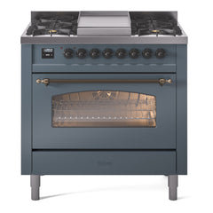 ILVE Nostalgie II 36 inch Dual Fuel Range with 6 Burners and Griddle Triple Glass Door - UP36FNMP - The Home Selection