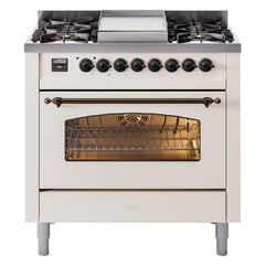 ILVE Nostalgie II 36 inch Dual Fuel Range with 6 Burners and Griddle Triple Glass Door - UP36FNMP - The Home Selection