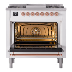 ILVE Nostalgie II 36 inch Dual Fuel Range with 6 Burners and Griddle Triple Glass Door - UP36FNMP - The Home Selection