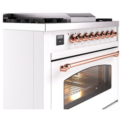 ILVE Nostalgie II 36 inch Dual Fuel Range with 6 Burners and Griddle Triple Glass Door - UP36FNMP - The Home Selection